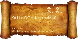 Kolimár Kristóf névjegykártya